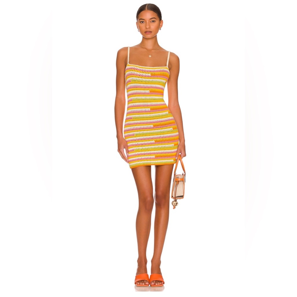 Camila Coelho Orange and White Mini Dress